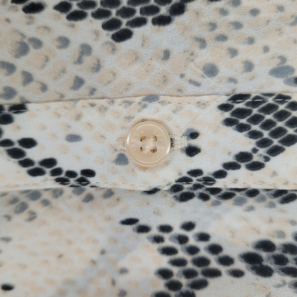 Express Portofino snakeskin ivory pale pink sleeveless collar button up shirt SP - Picture 10 of 11